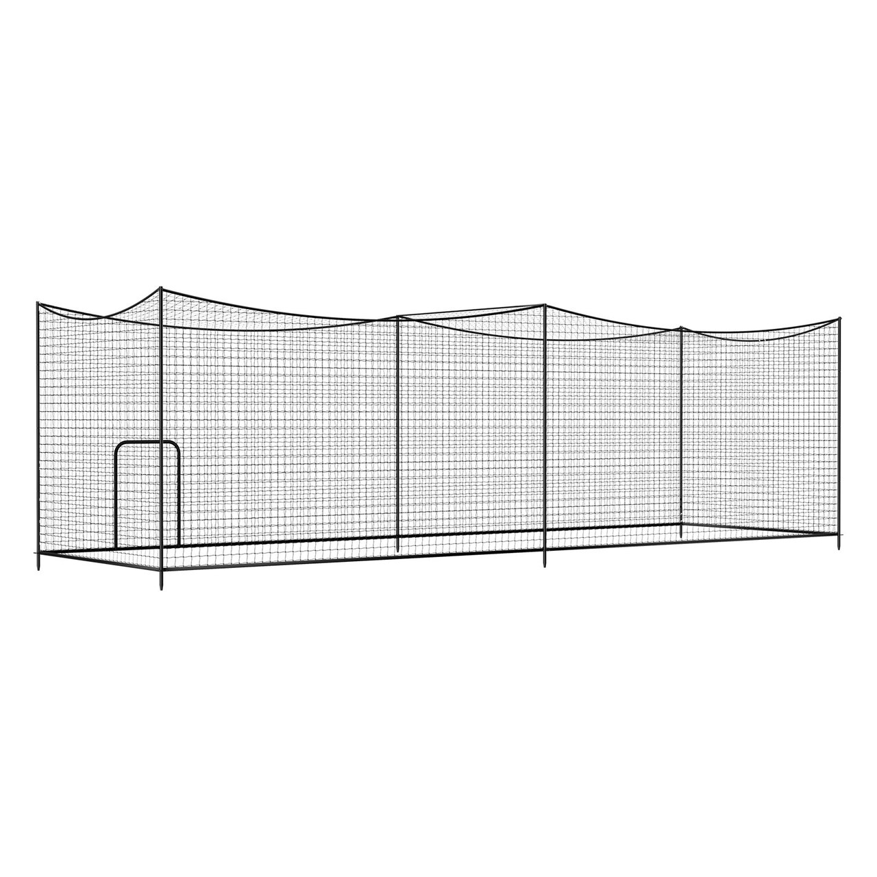 Black 3-Arch High-Carbon Steel Baseball Softball Batting Cage